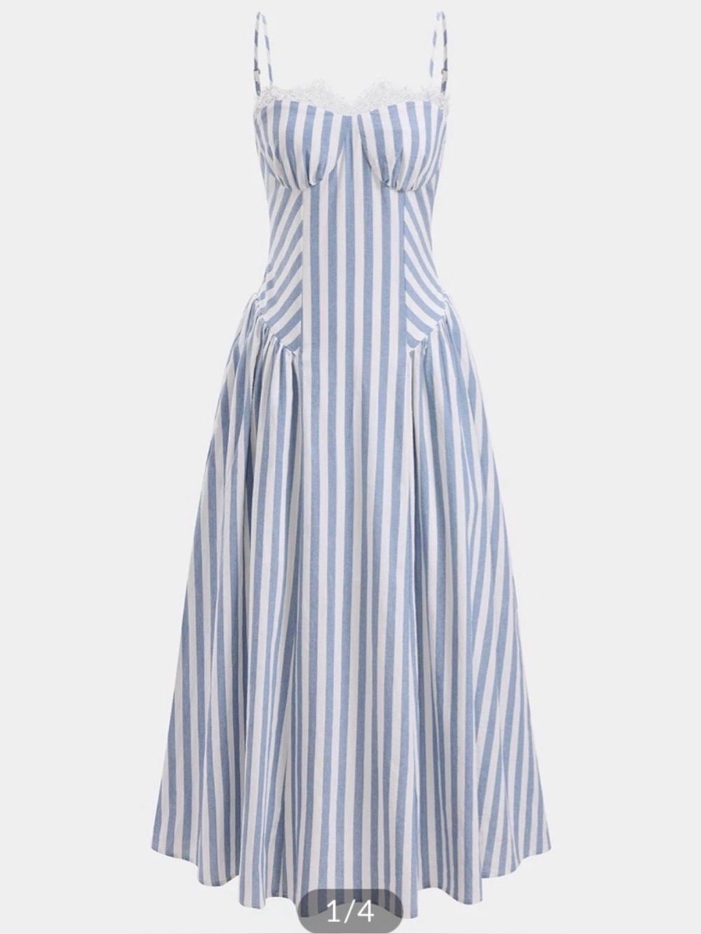 Commense Light Blue and White Striped Dress